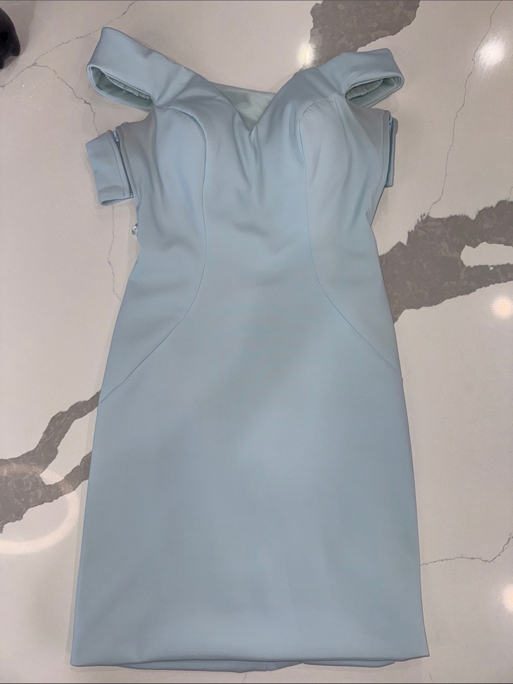 Ashley Lauren Off-Shoulder Light Blue Dress